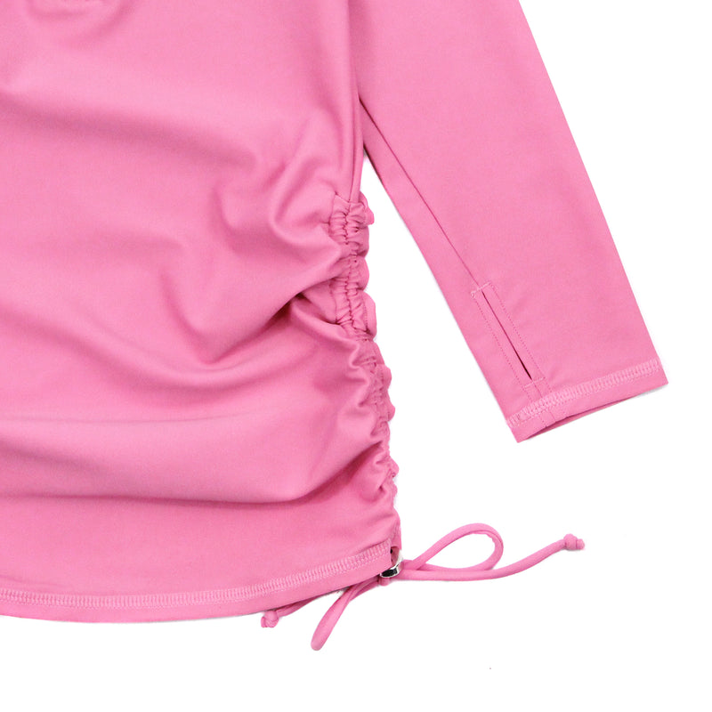 Girls Long Sleeve Swim Dress Cover Up | "Rose Pink"-SwimZip UPF 50+ Sun Protective Swimwear & UV Zipper Rash Guards-pos4