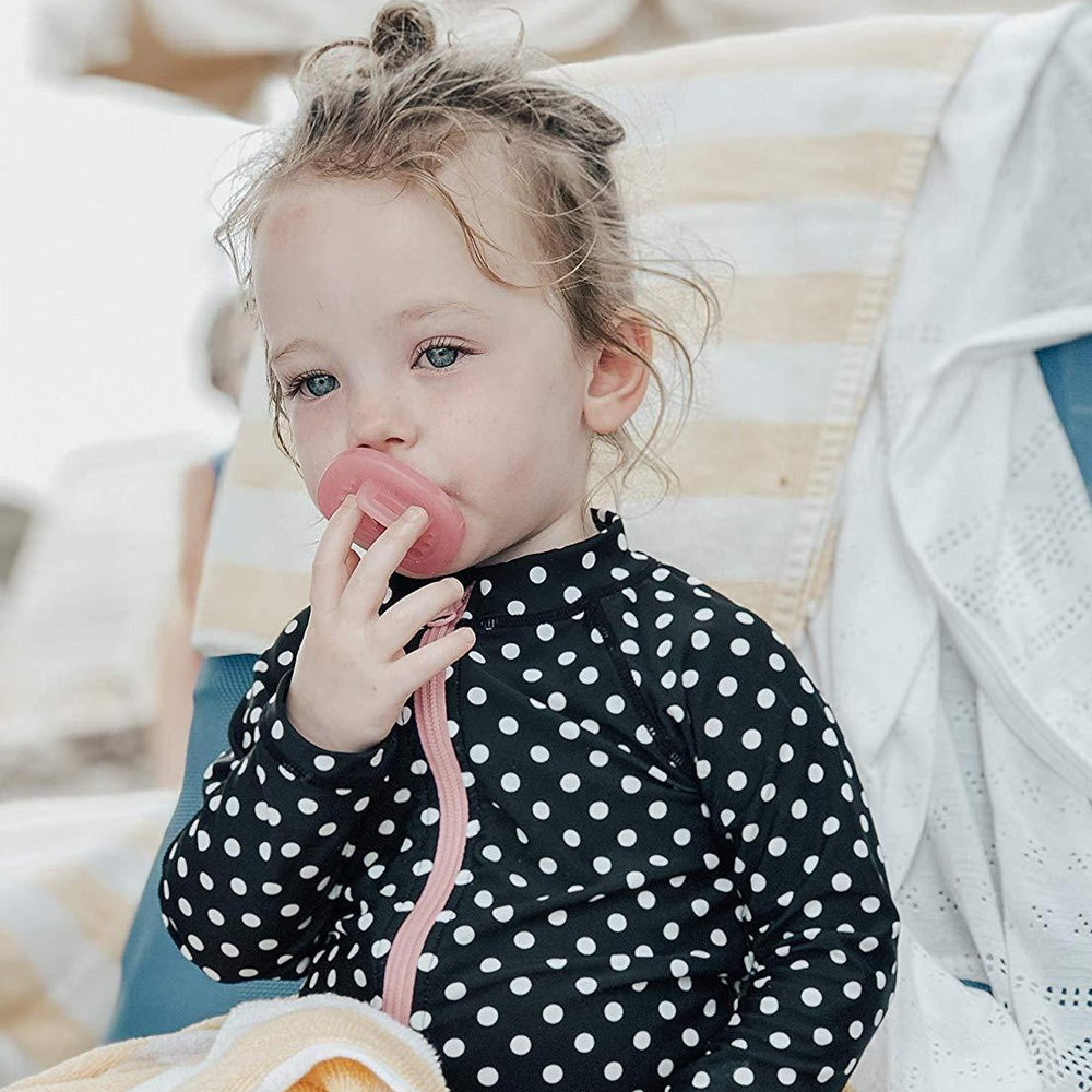 SwimZip Girl's Long Sleeve Rash Guard & Bottoms Set Black Polka Dot