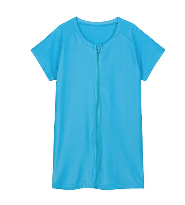 Women's Short Sleeve Fitted Rash Guard Swim Shirt - "Turquoise"-XS-Turquoise-SwimZip UPF 50+ Sun Protective Swimwear & UV Zipper Rash Guards-pos1