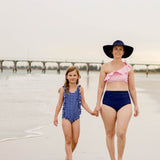 Women's High Waist Bikini Bottoms Ruched | "Navy"-SwimZip UPF 50+ Sun Protective Swimwear & UV Zipper Rash Guards-pos7