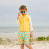 Boys Long Sleeve Zipper Rash Guard and Swim Trunk Set | "Lemons"-SwimZip UPF 50+ Sun Protective Swimwear & UV Zipper Rash Guards-pos5
