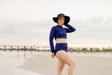 Women's Wide Brim Sun Visor - Navy-Adult-Navy-SwimZip UPF 50+ Sun Protective Swimwear & UV Zipper Rash Guards-pos10