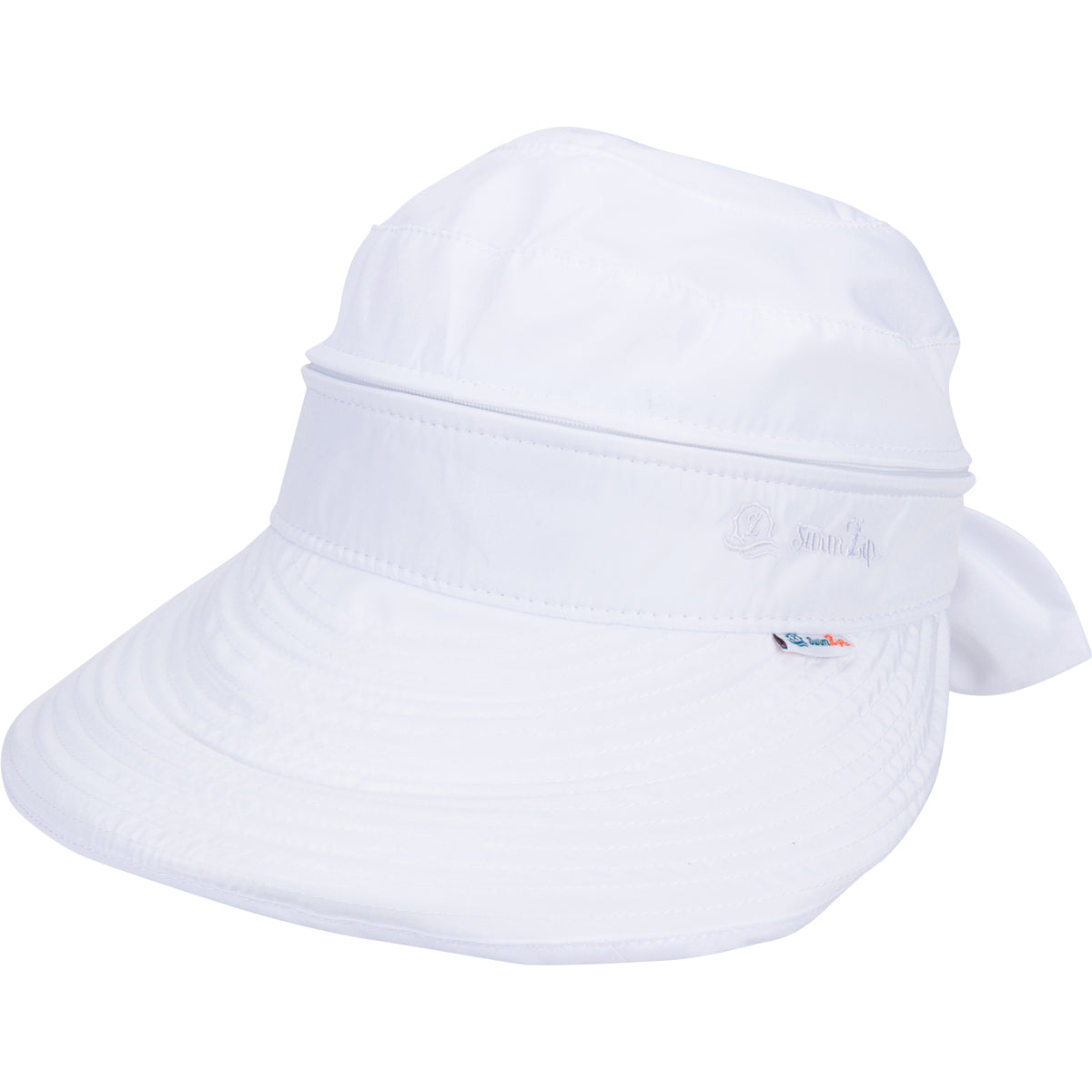 Women's Zip Off Adjustable Sun Visor + Sun Hat - White-Adult-White-SwimZip UPF 50+ Sun Protective Swimwear & UV Zipper Rash Guards-pos1