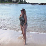 Women’s One Shoulder Crop Bikini Top | “Hawaiian Rainforest”