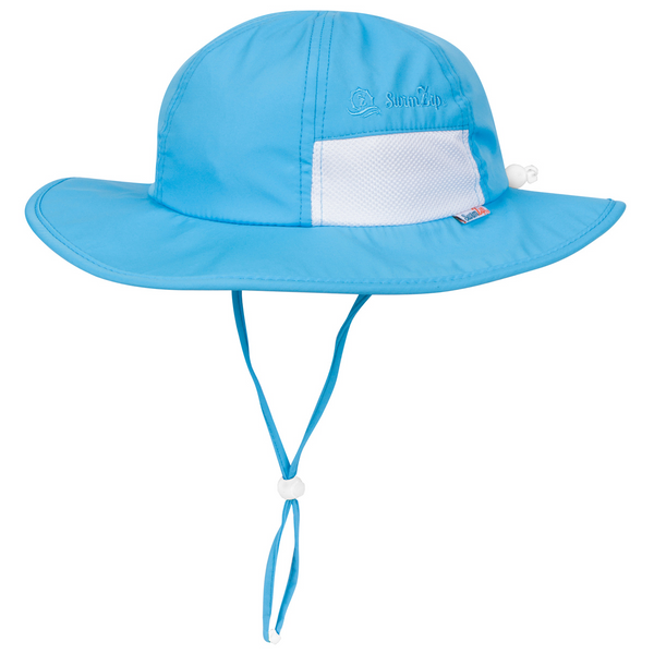 Kids Wide Brim Sun Hat "Fun Sun Day Play Hat" - Aqua-0-6 Month-Aqua-SwimZip UPF 50+ Sun Protective Swimwear & UV Zipper Rash Guards-pos1