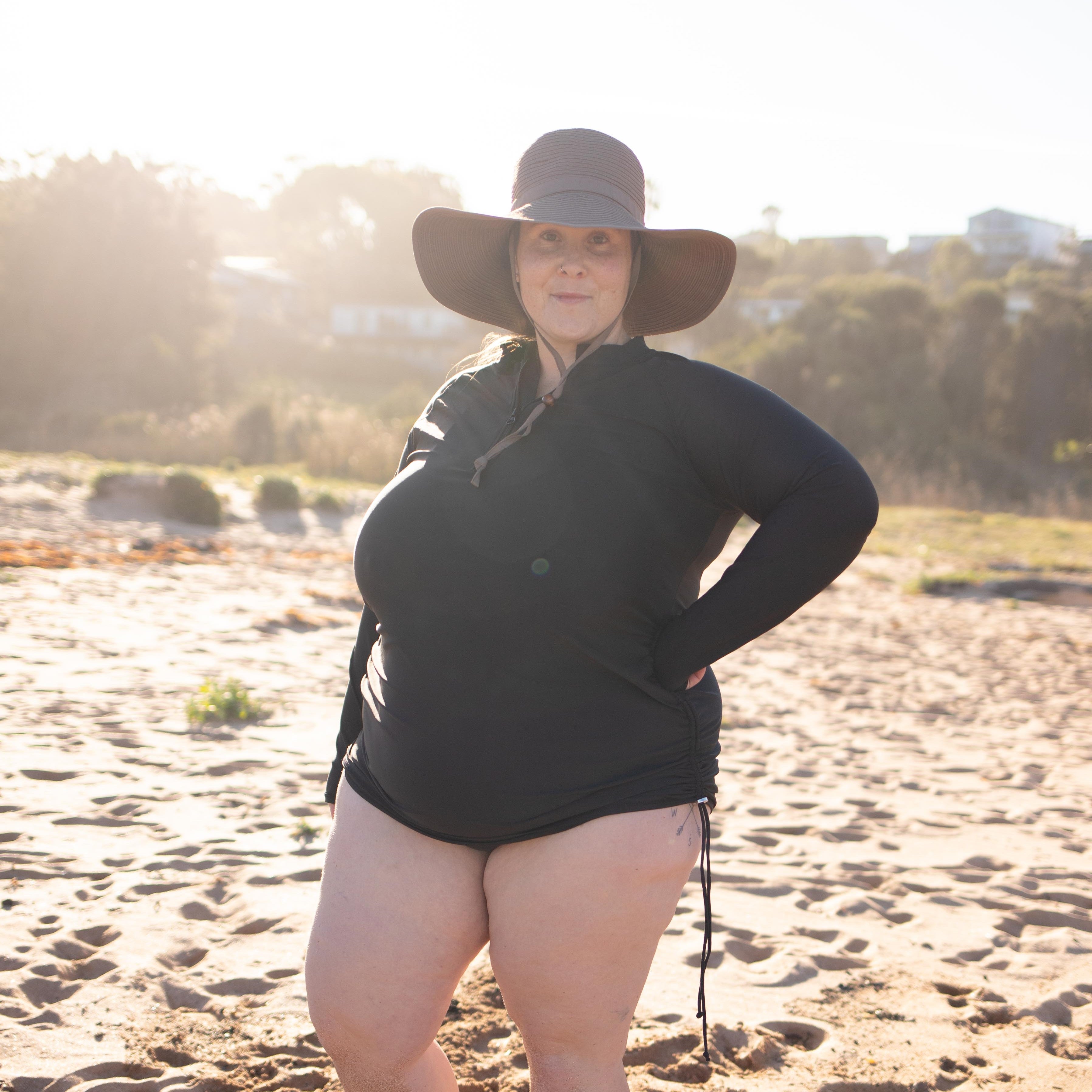 Women's Half Zip Swim Dress Cover Up | "Black"-SwimZip UPF 50+ Sun Protective Swimwear & UV Zipper Rash Guards-pos4