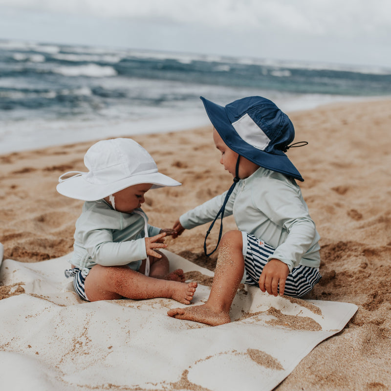 Kids Wide Brim Sun Hat "Fun Sun Day Play Hat" - White-SwimZip UPF 50+ Sun Protective Swimwear & UV Zipper Rash Guards-pos7