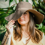 Women's Wide Brim Sun Hat - Brown-Adult-Brown-SwimZip UPF 50+ Sun Protective Swimwear & UV Zipper Rash Guards-pos2
