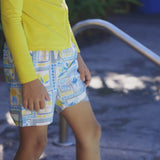 Boys Swim Trunks Boxer Brief Liner (sizes 6-14) | “Mediterranean Lemons"