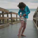 Kids UPF 50+ Long Sleeve Zipper Rash Guard Swim Shirt | "Scuba Blue"