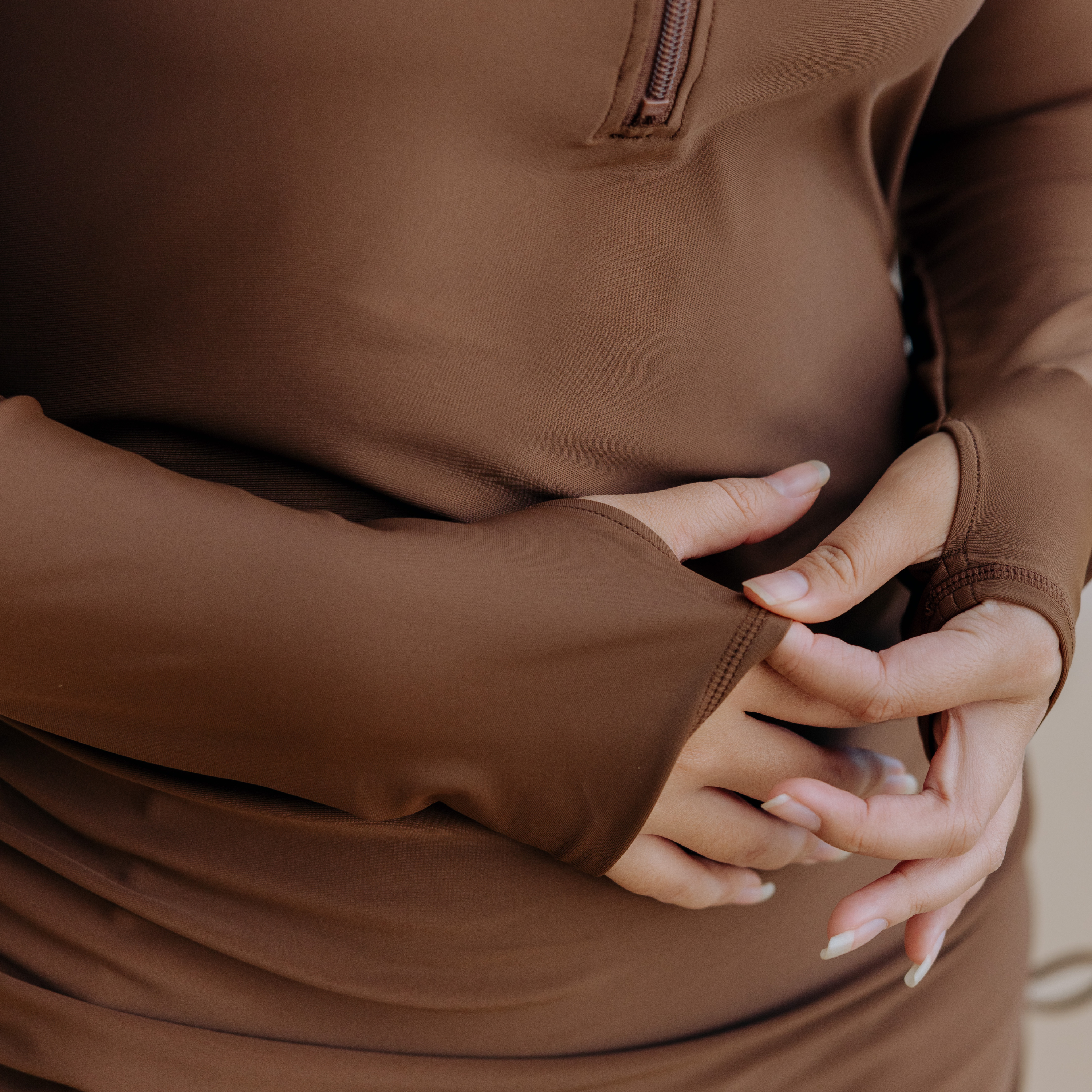 Women's Half Zip Swim Dress Cover Up | "Cold Brew"-SwimZip UPF 50+ Sun Protective Swimwear & UV Zipper Rash Guards-pos7