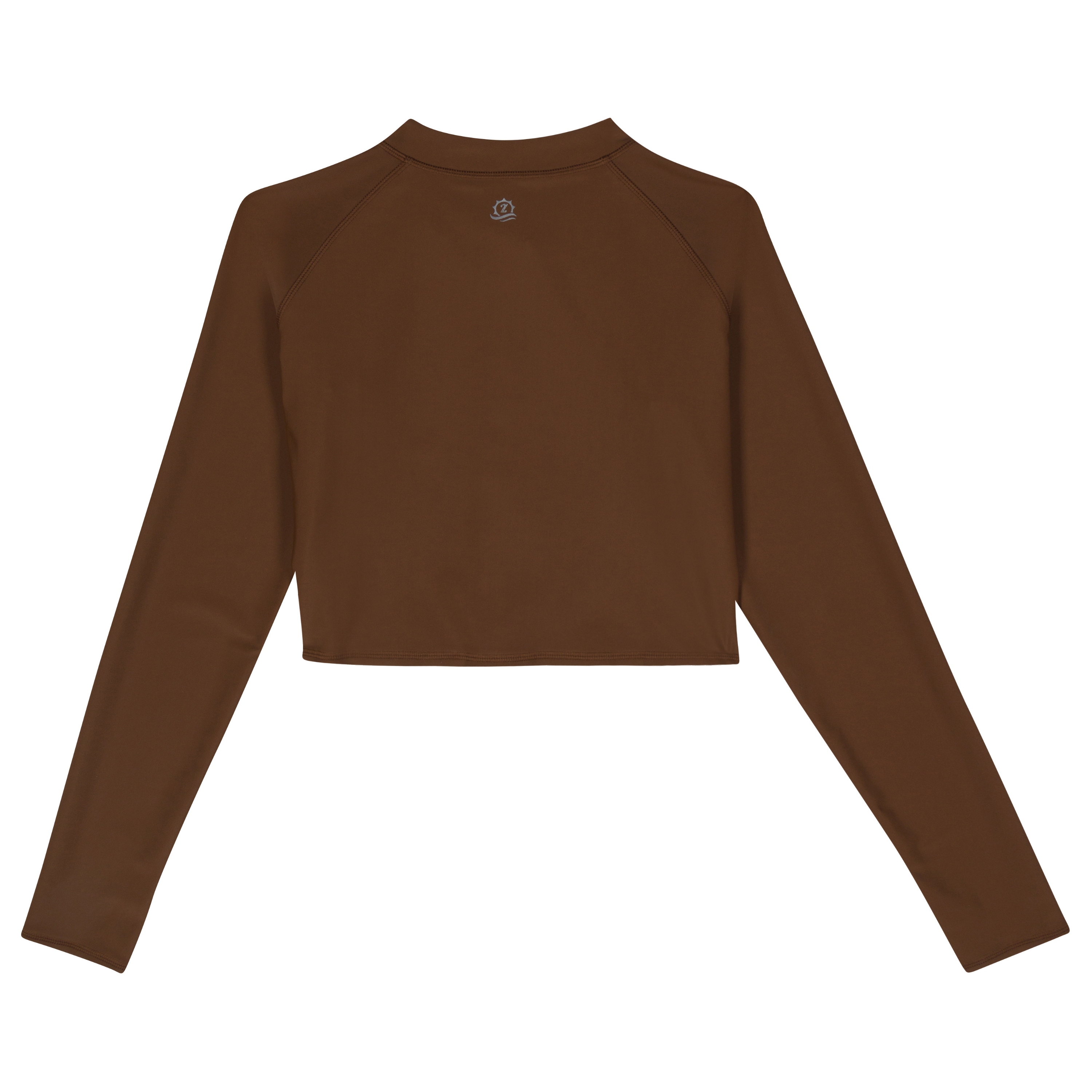 Women's Long Sleeve Crop Rash Guard | “Cold Brew”-SwimZip UPF 50+ Sun Protective Swimwear & UV Zipper Rash Guards-pos13