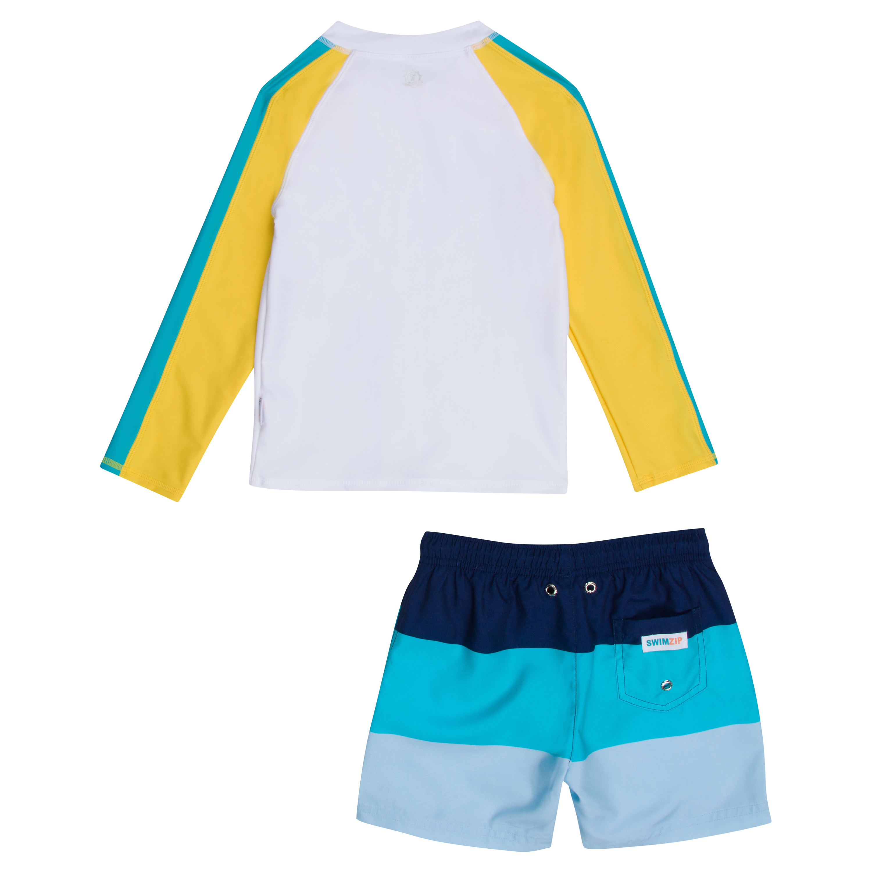 Boys Long Sleeve Zipper Rash Guard and Swim Trunk Set | "Color Pop"-SwimZip UPF 50+ Sun Protective Swimwear & UV Zipper Rash Guards-pos10