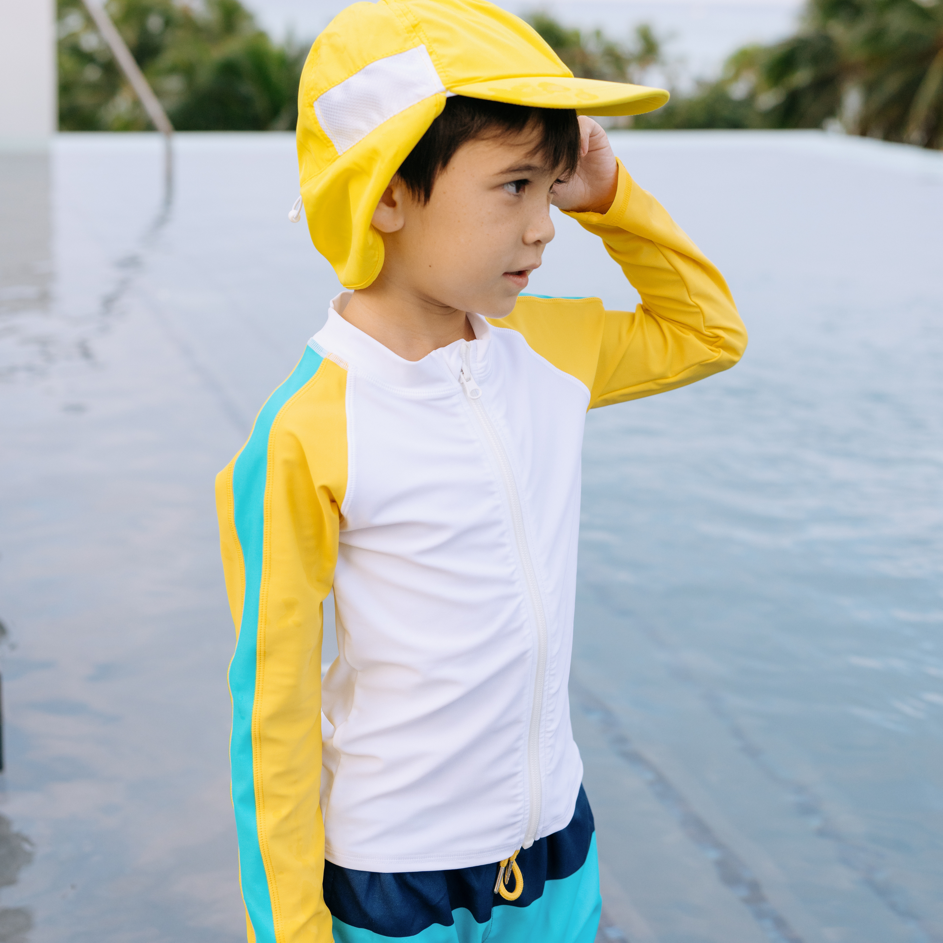 Boys Long Sleeve Zipper Rash Guard and Swim Trunk Set | "Color Pop"-SwimZip UPF 50+ Sun Protective Swimwear & UV Zipper Rash Guards-pos8