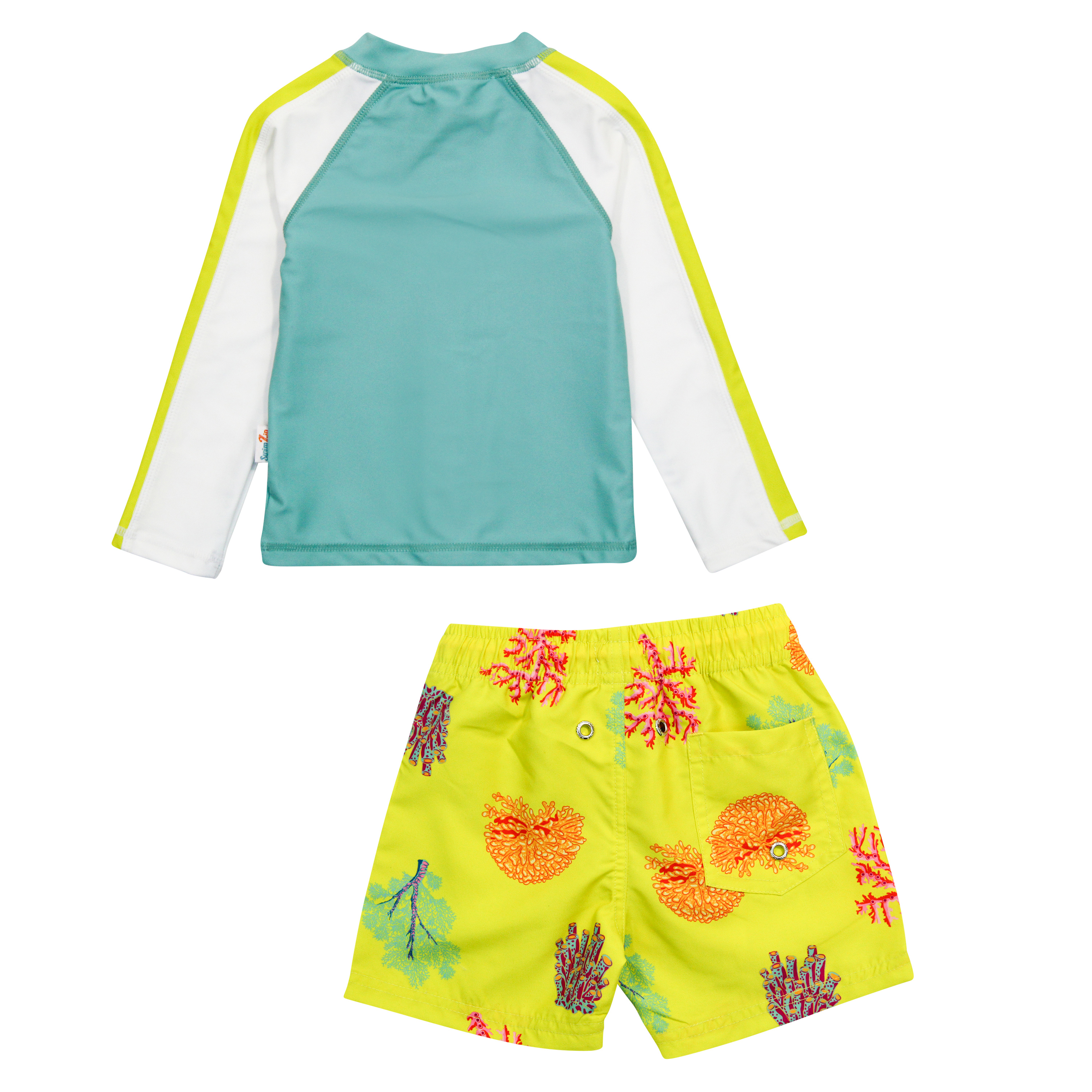 Boys Long Sleeve Zipper Rash Guard and Swim Trunk Set | "Coral"-SwimZip UPF 50+ Sun Protective Swimwear & UV Zipper Rash Guards-pos8