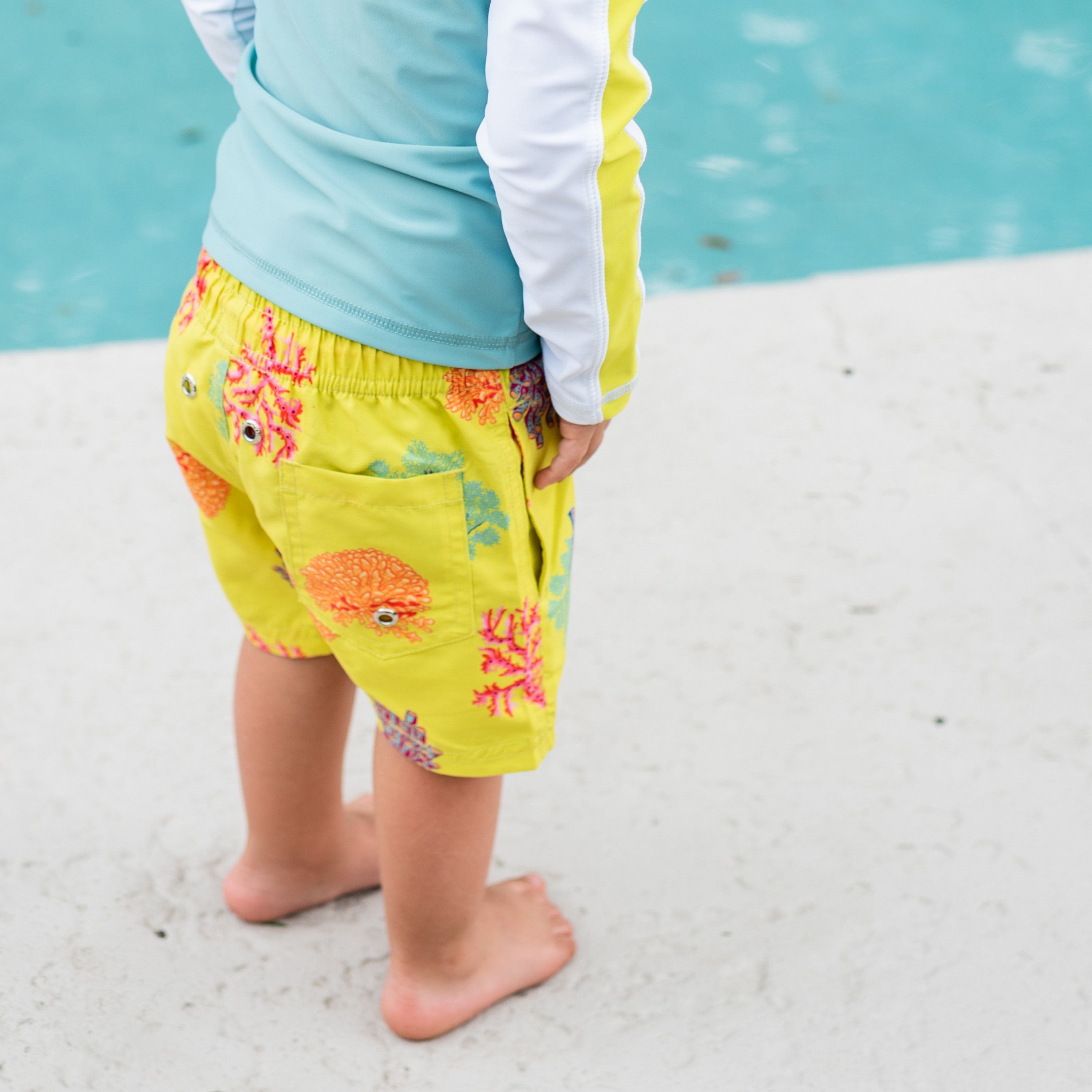 Boys Long Sleeve Zipper Rash Guard and Swim Trunk Set | "Coral"-SwimZip UPF 50+ Sun Protective Swimwear & UV Zipper Rash Guards-pos6