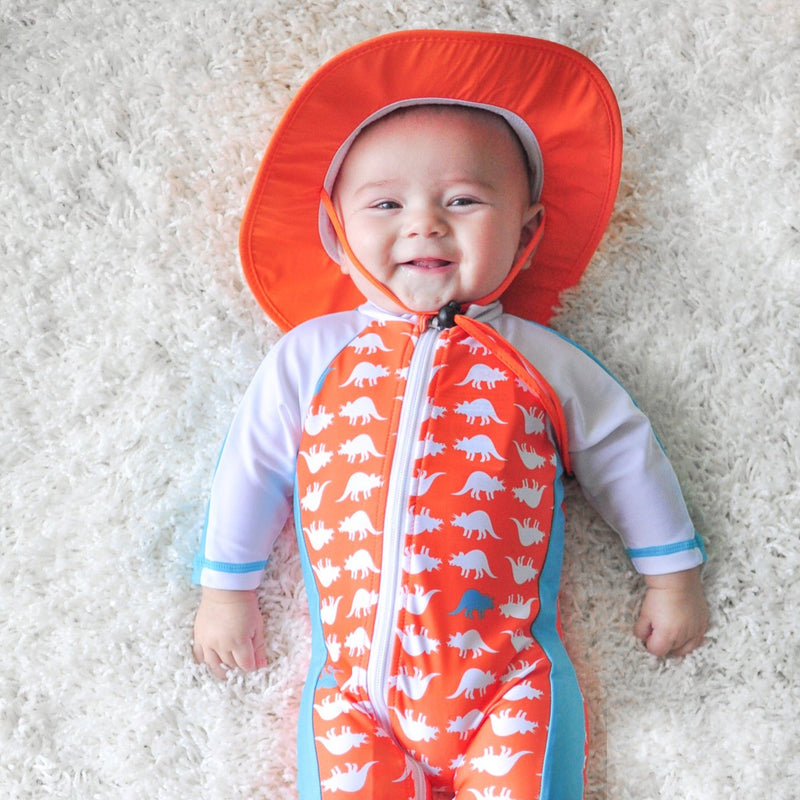 Kids Wide Brim Sun Hat "Fun Sun Day Play Hat" - Orange-SwimZip UPF 50+ Sun Protective Swimwear & UV Zipper Rash Guards-pos2