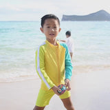 Kids UPF 50+ Long Sleeve Zipper Rash Guard Swim Shirt | "Color Pop"