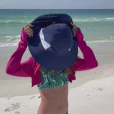 Kids Wide Brim + Flap Neck Sun Protective Adventure Hat - Navy