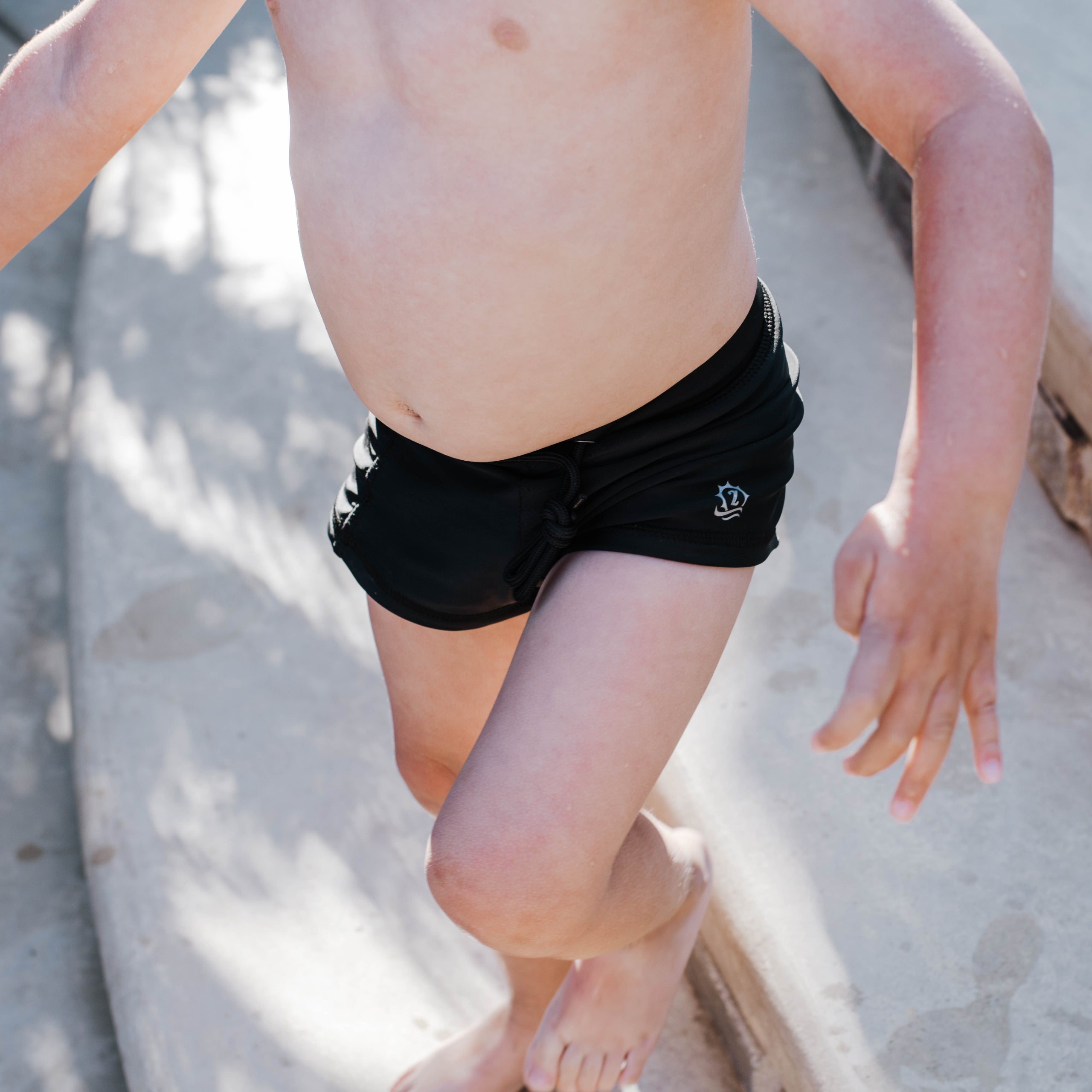 Kids Euro Swim Shorties | "Black"-SwimZip UPF 50+ Sun Protective Swimwear & UV Zipper Rash Guards-pos9