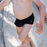 Kids Euro Swim Shorties | "Black"-SwimZip UPF 50+ Sun Protective Swimwear & UV Zipper Rash Guards-pos9