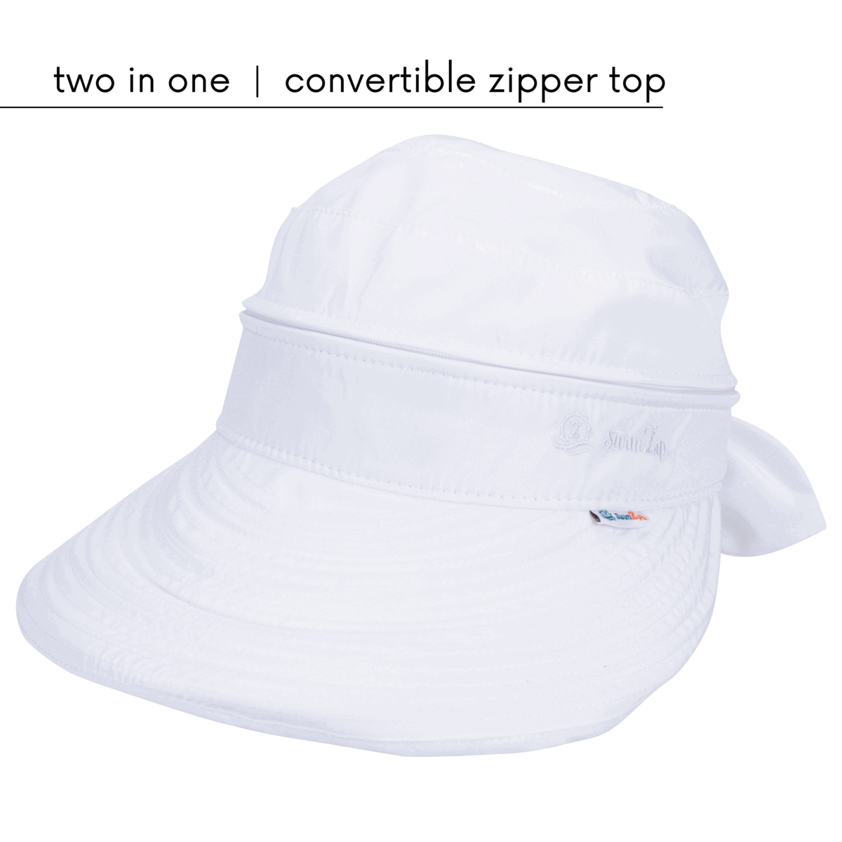 Women's Zip Off Adjustable Sun Visor + Sun Hat - White
