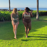 Women's High Waist Bikini Bottoms Ruched | "Hawaiian Rainforest"