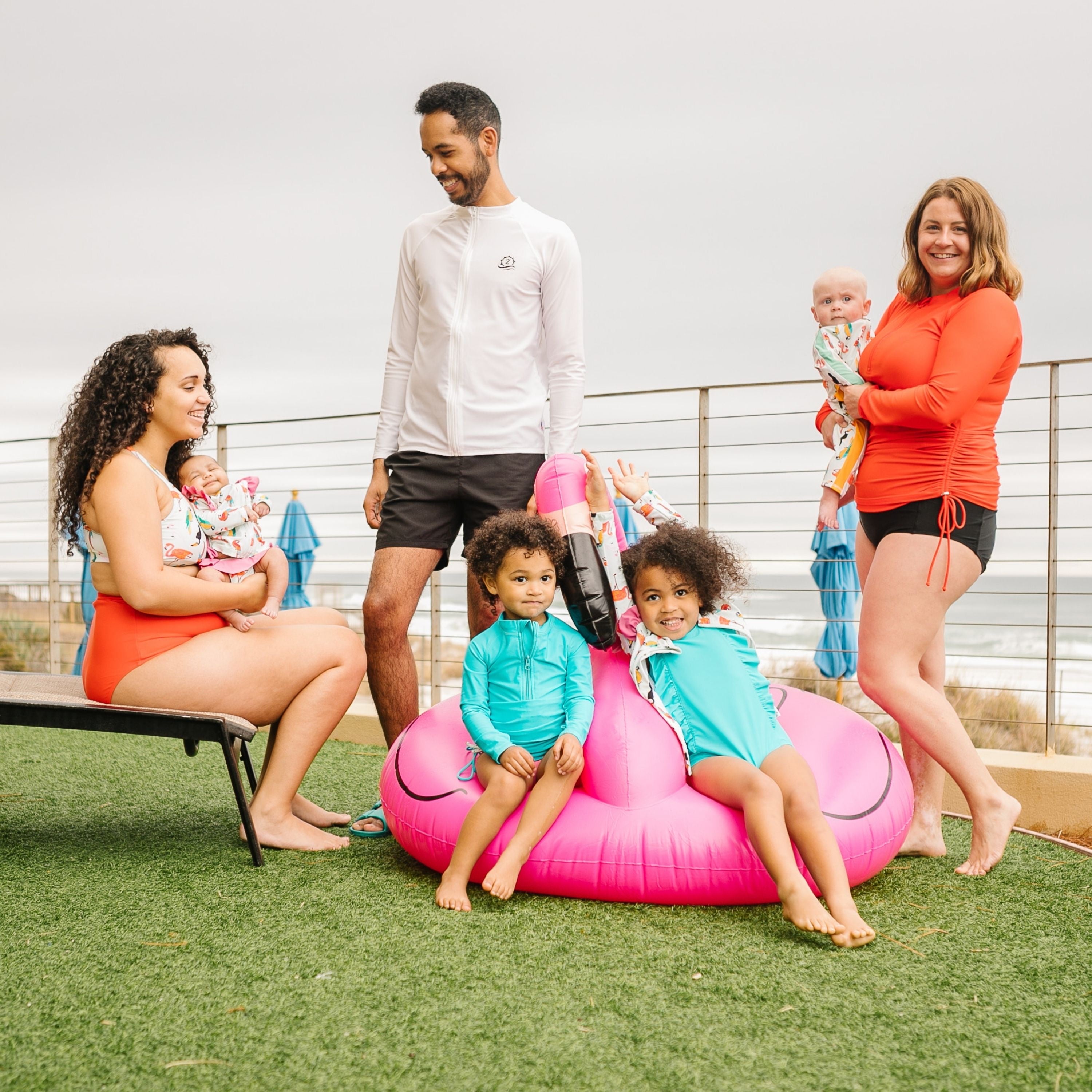 Women's Half Zip Swim Dress Cover Up | "Fiesta Red"-SwimZip UPF 50+ Sun Protective Swimwear & UV Zipper Rash Guards-pos9