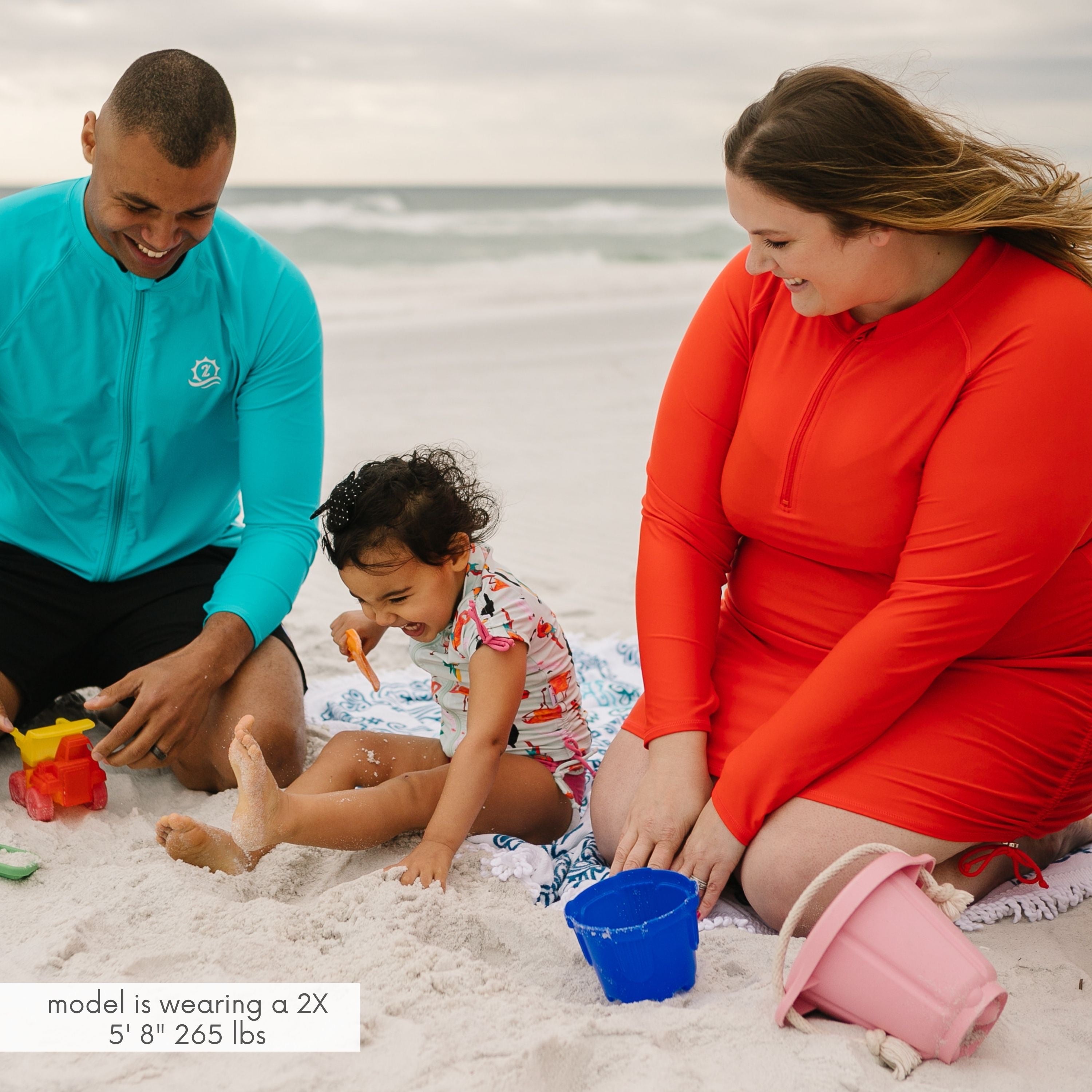 Women's Half Zip Swim Dress Cover Up | "Fiesta Red"-SwimZip UPF 50+ Sun Protective Swimwear & UV Zipper Rash Guards-pos3