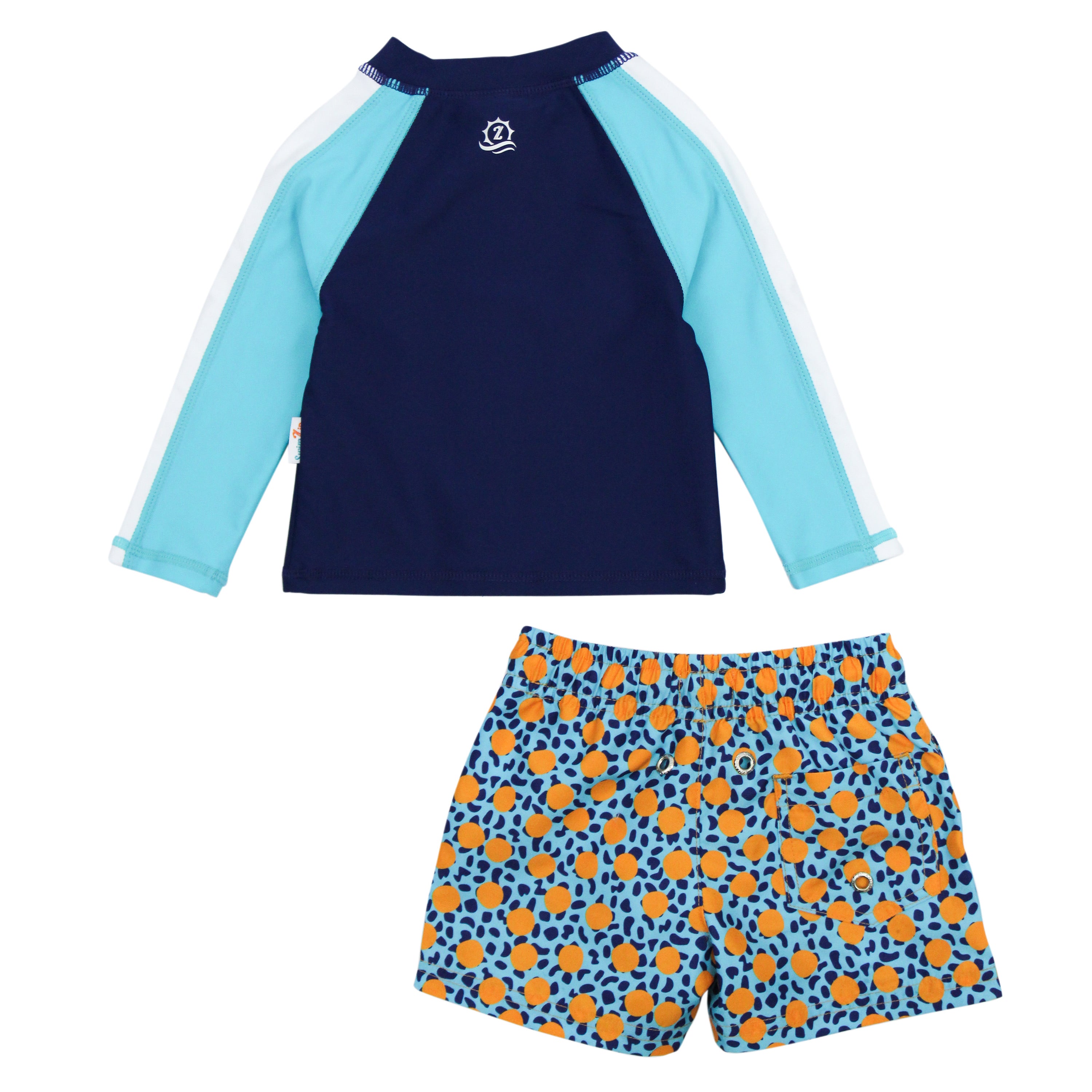 Boys Long Sleeve Zipper Rash Guard and Swim Trunk Set | "Geo Party"-SwimZip UPF 50+ Sun Protective Swimwear & UV Zipper Rash Guards-pos3