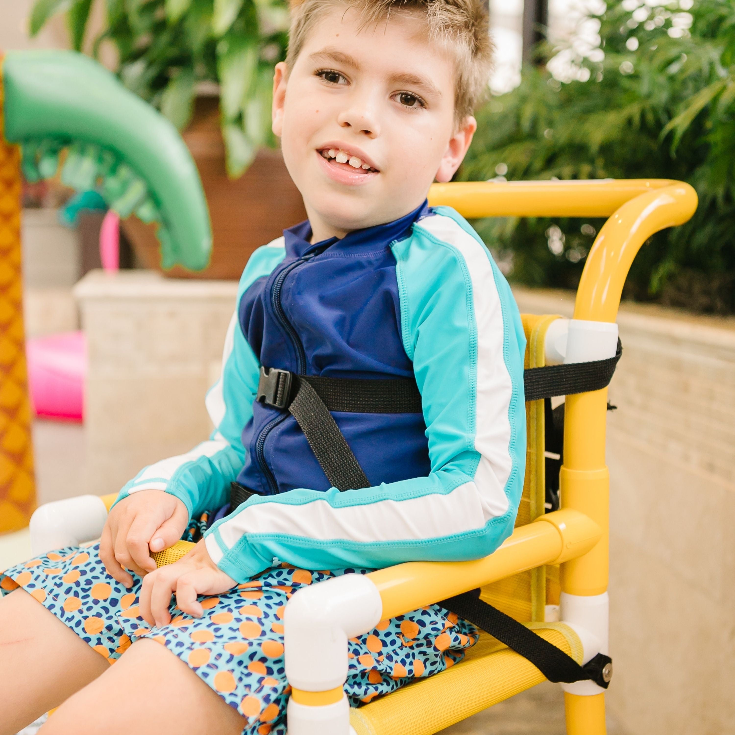 Boys Long Sleeve Zipper Rash Guard and Swim Trunk Set | "Geo Party"-SwimZip UPF 50+ Sun Protective Swimwear & UV Zipper Rash Guards-pos4