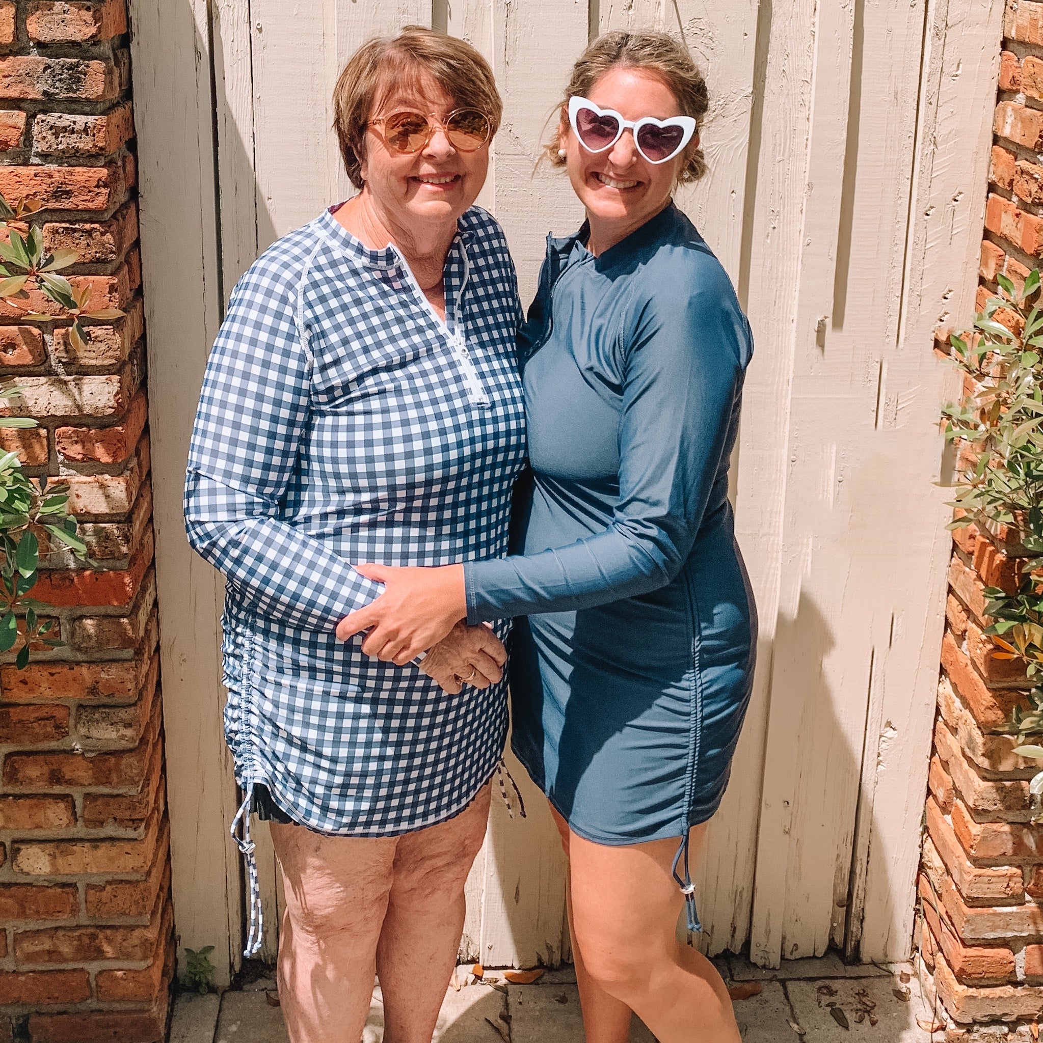 Women's Half Zip Swim Dress Cover Up | "Navy Gingham"-SwimZip UPF 50+ Sun Protective Swimwear & UV Zipper Rash Guards-pos4