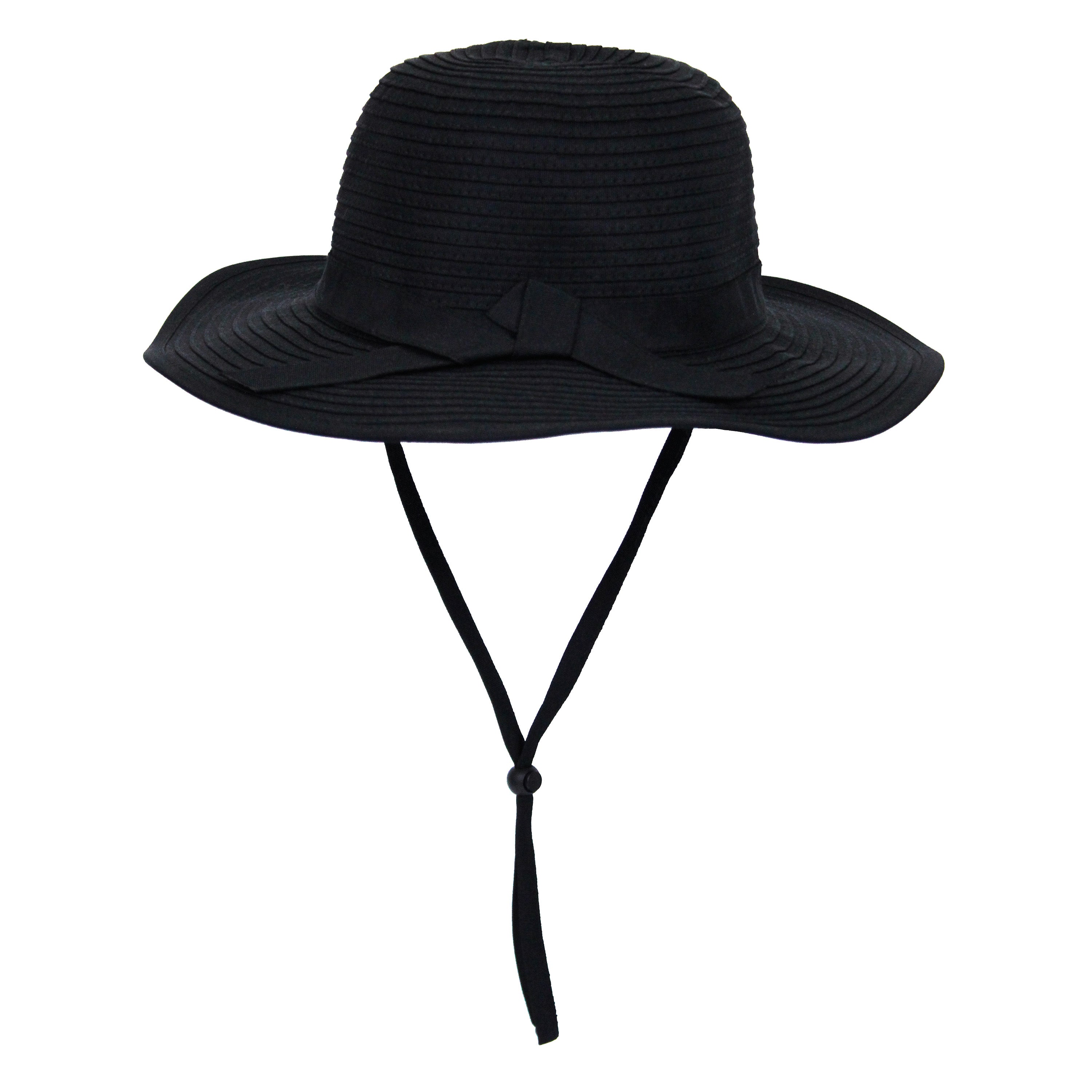 Girls Wide Brim Sun Hat - Black-SwimZip UPF 50+ Sun Protective Swimwear & UV Zipper Rash Guards-pos3