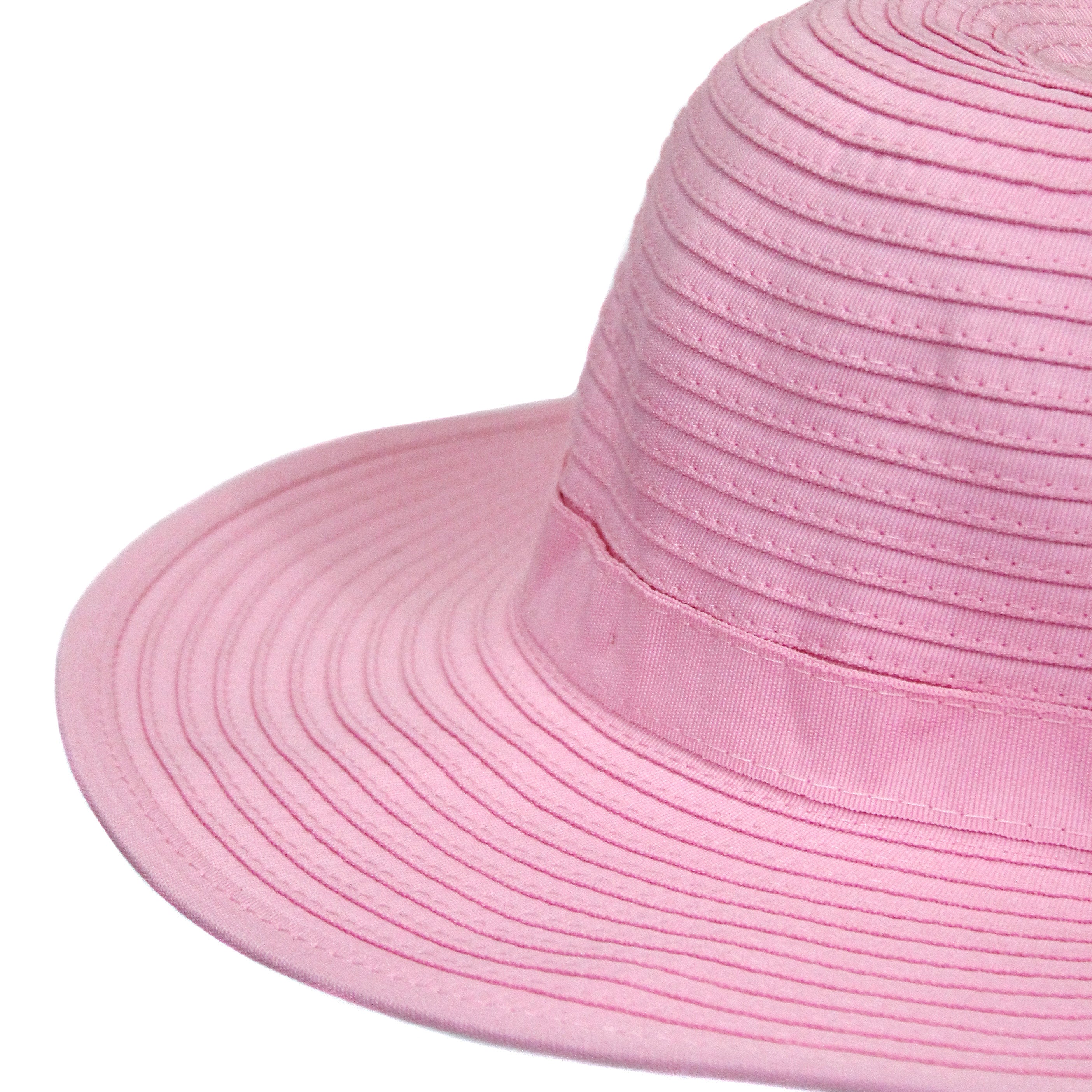 Girls Wide Brim Sun Hat - Pink-SwimZip UPF 50+ Sun Protective Swimwear & UV Zipper Rash Guards-pos5