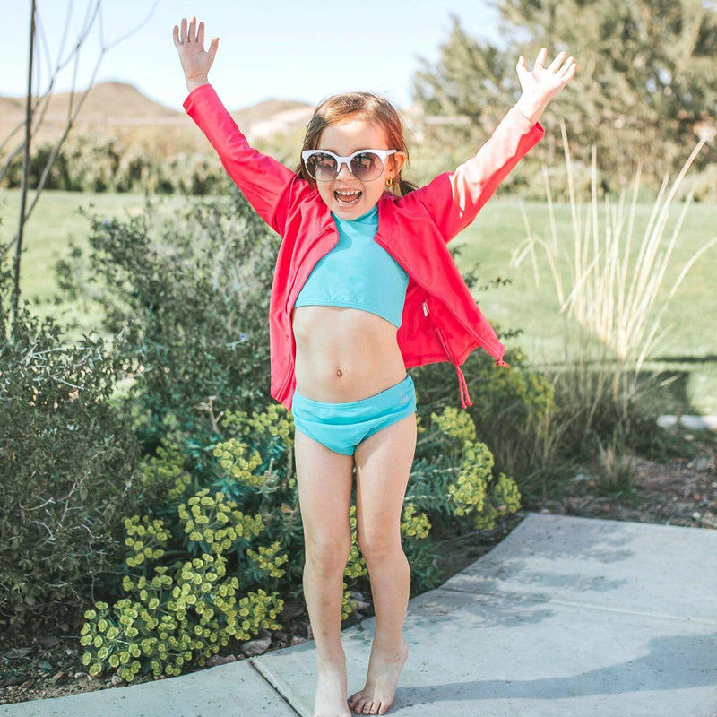 Girls Halter Top Bikini Set (2 Piece) | "Aqua"-SwimZip UPF 50+ Sun Protective Swimwear & UV Zipper Rash Guards-pos4