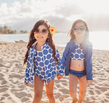 Girls One-Piece Swimsuit + Long Sleeve Rash Guard Set (2 Piece) | "Oversized Dot"-SwimZip UPF 50+ Sun Protective Swimwear & UV Zipper Rash Guards-pos3