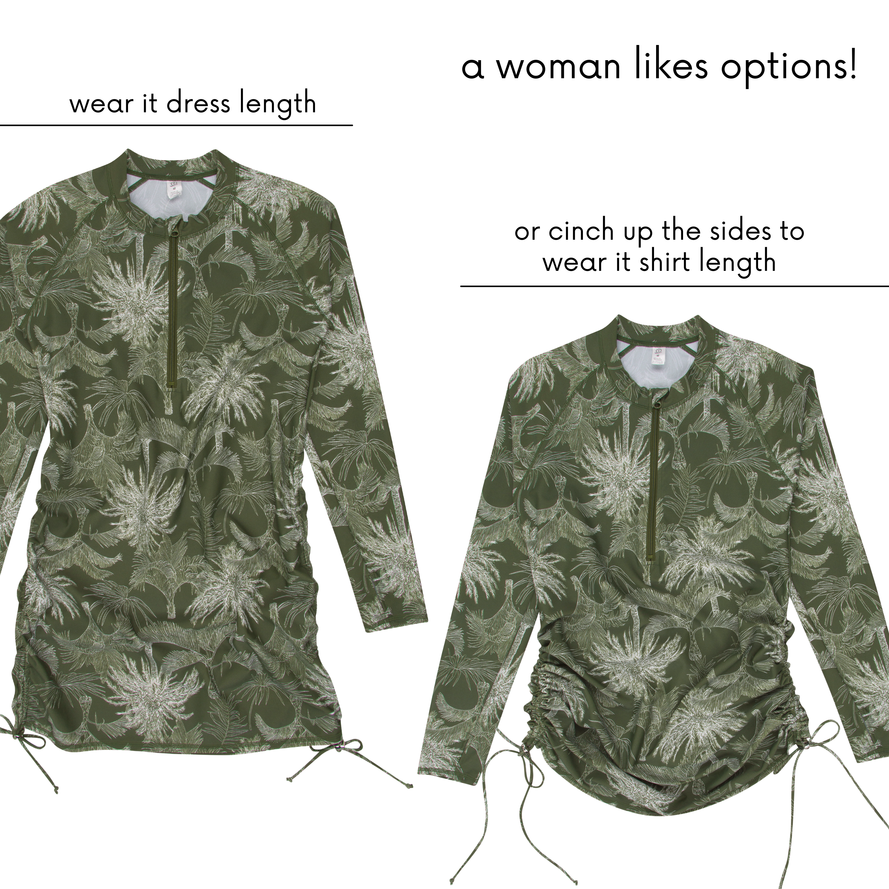 Women's Half Zip Swim Dress Cover Up | "Hawaiian Rainforest"-SwimZip UPF 50+ Sun Protective Swimwear & UV Zipper Rash Guards-pos10