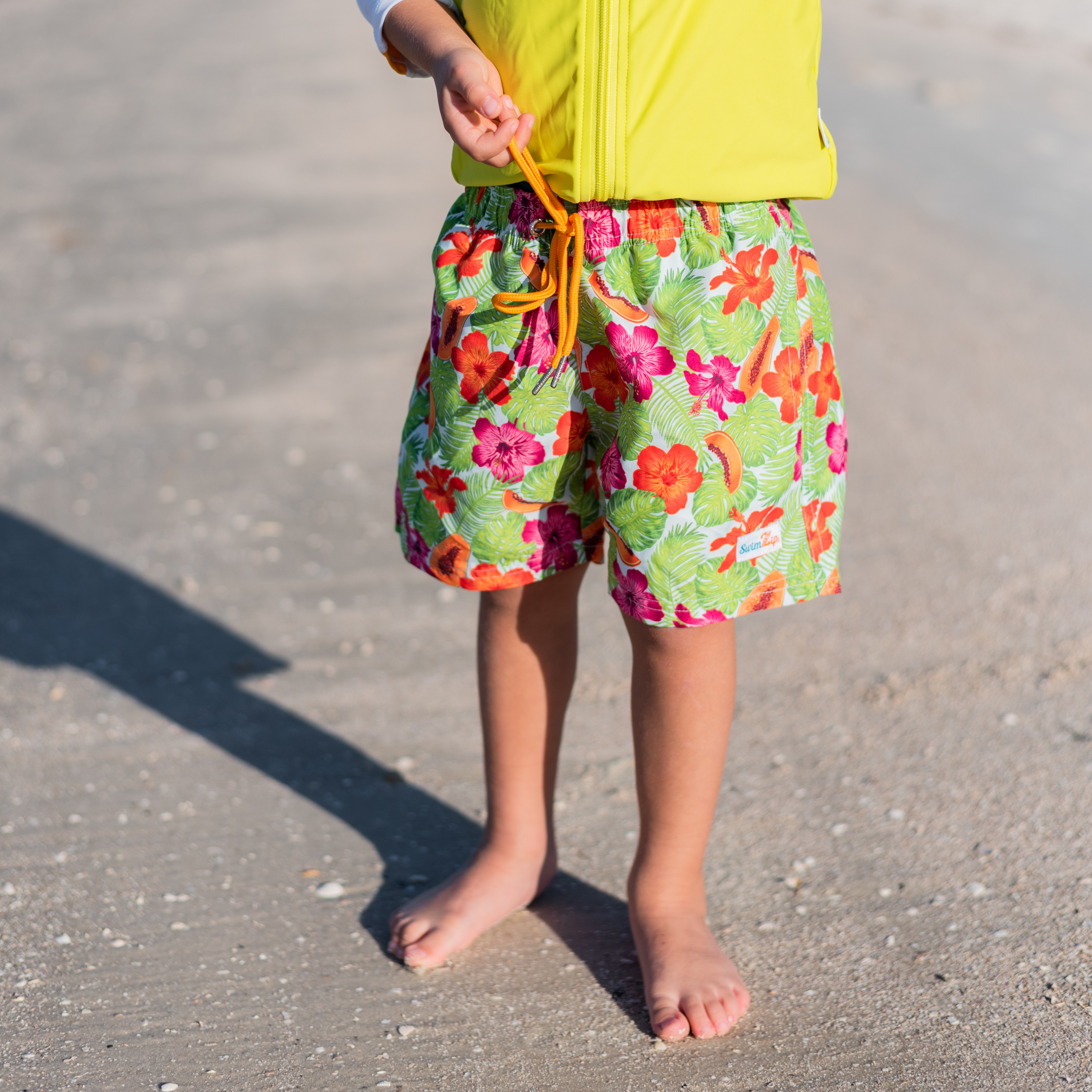 Boys Long Sleeve Zipper Rash Guard and Swim Trunk Set | "Hibiscus"-SwimZip UPF 50+ Sun Protective Swimwear & UV Zipper Rash Guards-pos5