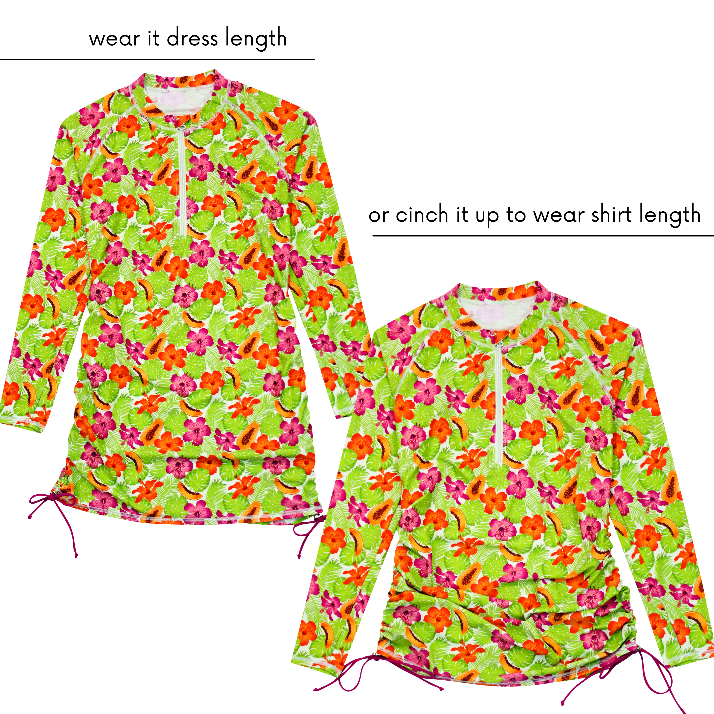 Women's Half Zip Swim Dress Cover Up | "Hibiscus"-SwimZip UPF 50+ Sun Protective Swimwear & UV Zipper Rash Guards-pos10