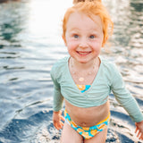 Girls Long Sleeve Swim Wrap Top - "Mint"-SwimZip UPF 50+ Sun Protective Swimwear & UV Zipper Rash Guards-pos2
