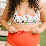 Women's High Waist Bikini Bottoms Tie Front | "Fiesta Red"-SwimZip UPF 50+ Sun Protective Swimwear & UV Zipper Rash Guards-pos9
