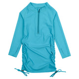 Girls Long Sleeve Swim Dress Cover Up | "Scuba Blue"-2T-Scuba Blue-SwimZip UPF 50+ Sun Protective Swimwear & UV Zipper Rash Guards-pos1