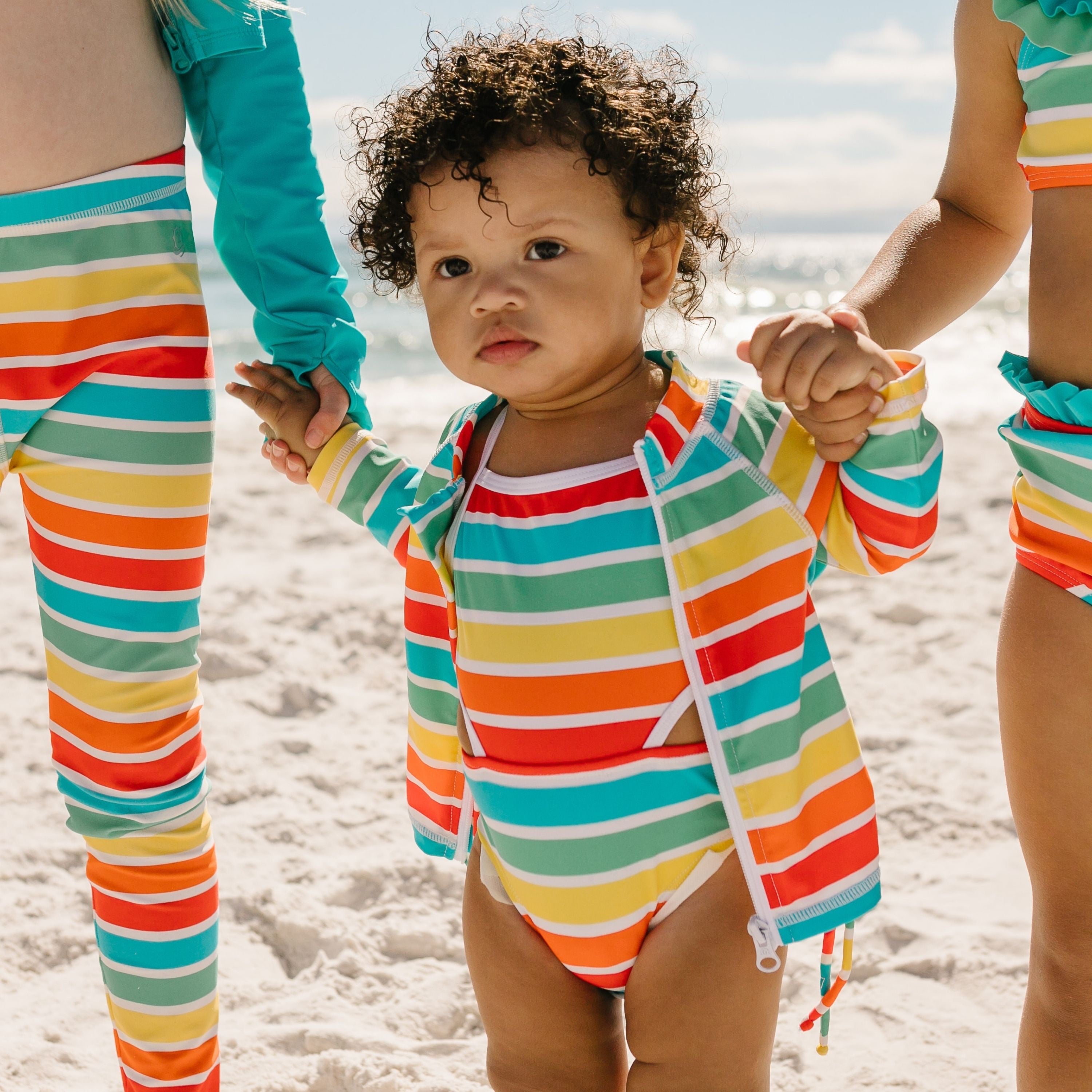 Girls One-Piece Cut Out Swimsuit + Long Sleeve Rash Guard Set (2 Piece) - "Rainbow"-SwimZip UPF 50+ Sun Protective Swimwear & UV Zipper Rash Guards-pos6