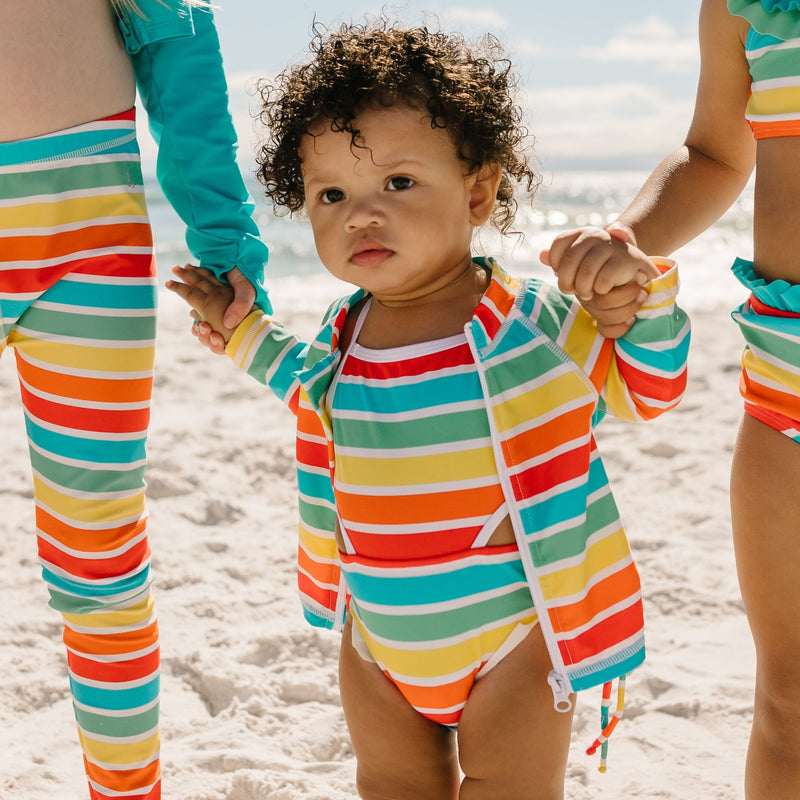 Girls One-Piece Cut Out Swimsuit + Long Sleeve Rash Guard Set (2 Piece) - "Rainbow"-SwimZip UPF 50+ Sun Protective Swimwear & UV Zipper Rash Guards-pos5