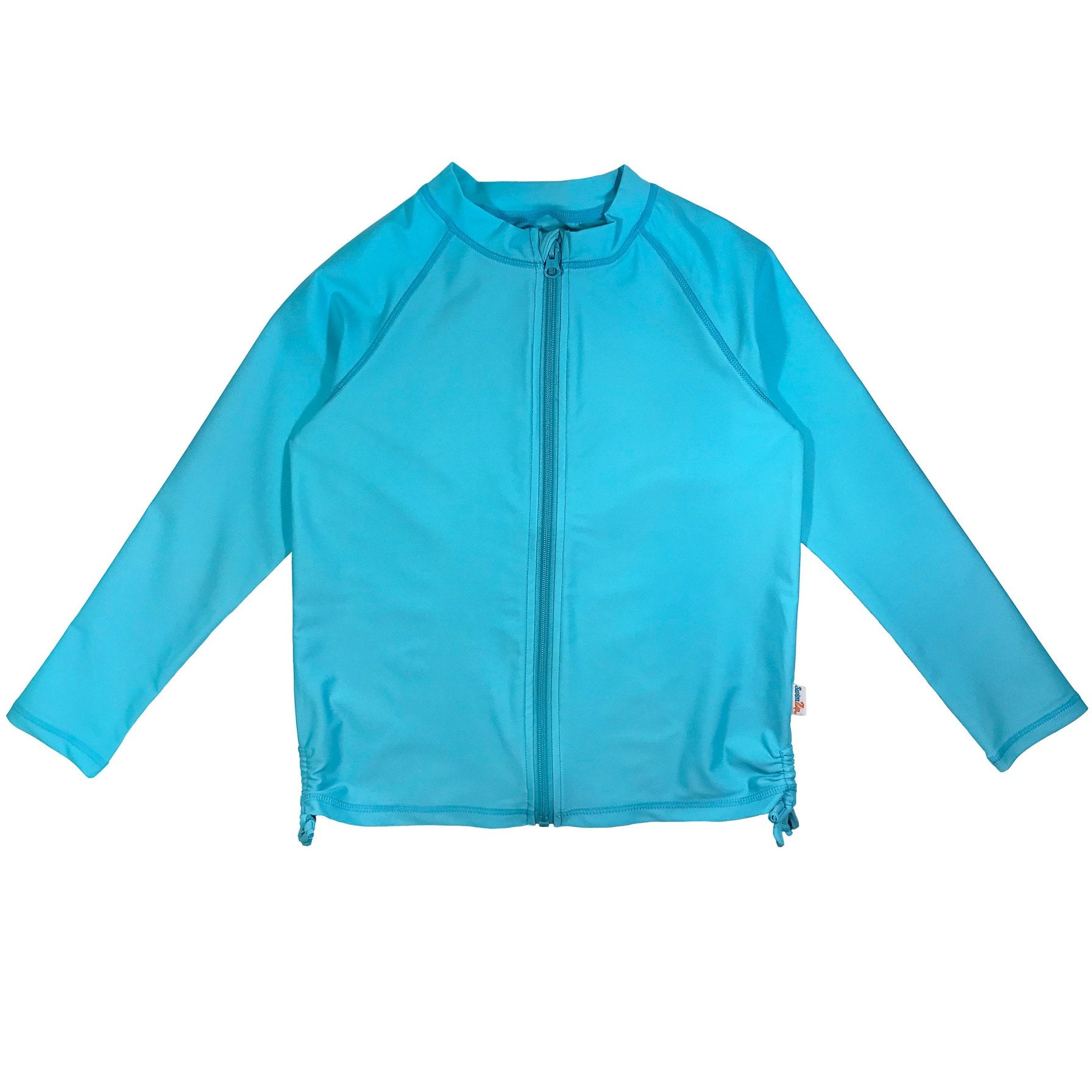 Girls Long Sleeve Rash Guard - “Aqua”-SwimZip UPF 50+ Sun Protective Swimwear & UV Zipper Rash Guards-pos1