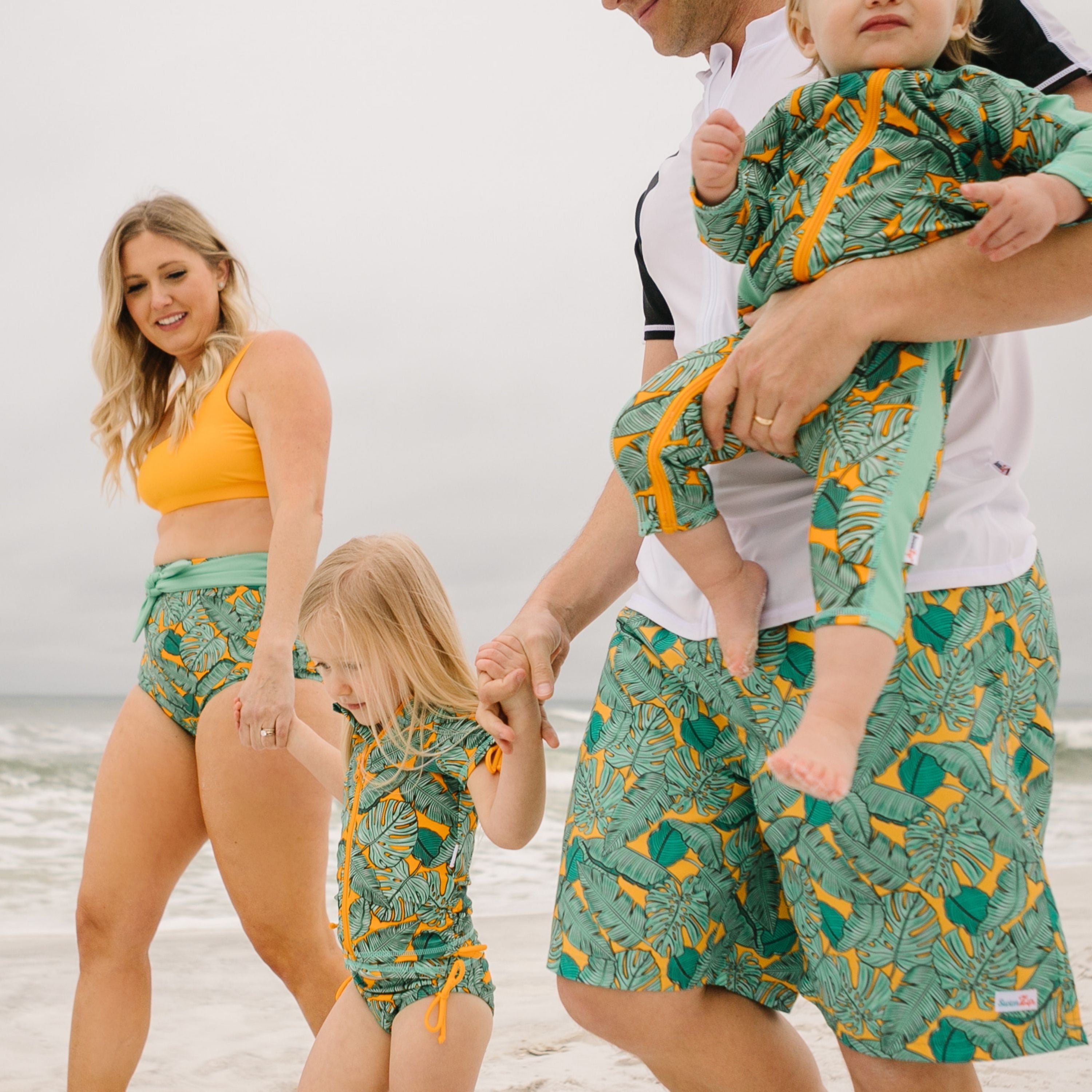 Sunsuit - Long Sleeve Romper Swimsuit | "The Tropics"-SwimZip UPF 50+ Sun Protective Swimwear & UV Zipper Rash Guards-pos5