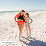 Women's Long Sleeve Crop Rash Guard | “Fiesta Red”-SwimZip UPF 50+ Sun Protective Swimwear & UV Zipper Rash Guards-pos11