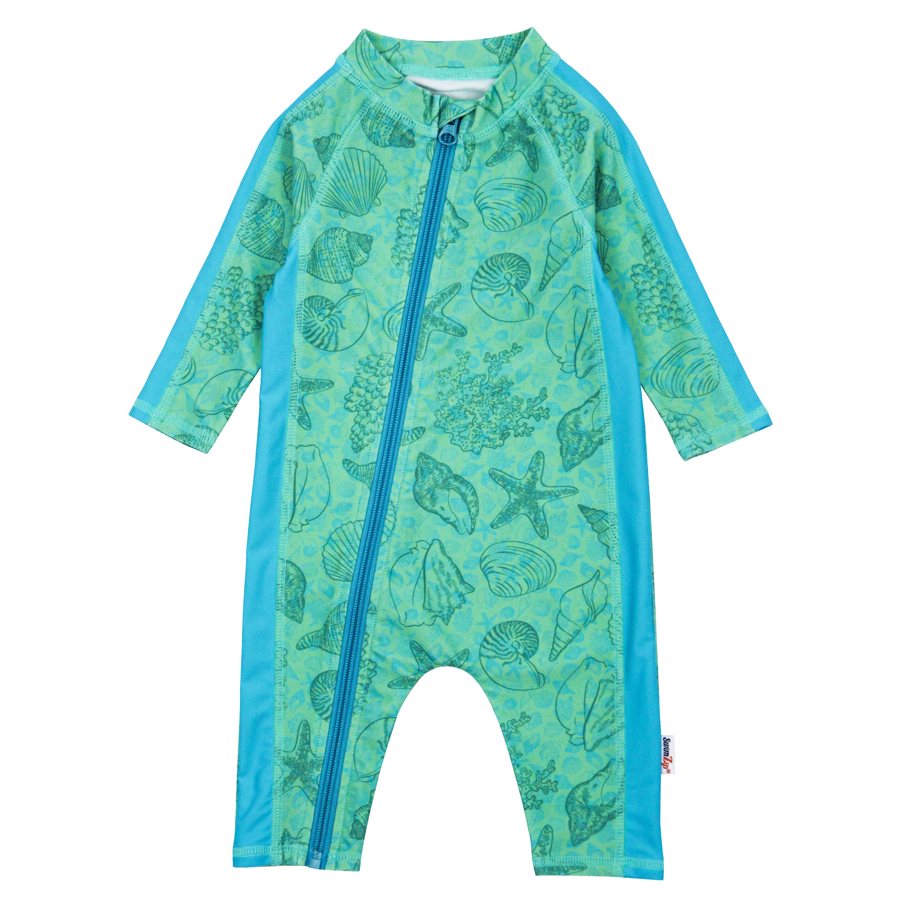 Sunsuit - Long Sleeve Romper Swimsuit | "Seashell"-0-6 Month-Seashell-SwimZip UPF 50+ Sun Protective Swimwear & UV Zipper Rash Guards-pos1