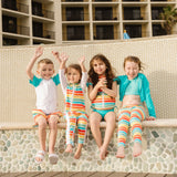 Girls Short Sleeve Rash Guard + Tankini Bikini Set (3 Piece) | "Rainbow”-SwimZip UPF 50+ Sun Protective Swimwear & UV Zipper Rash Guards-pos3