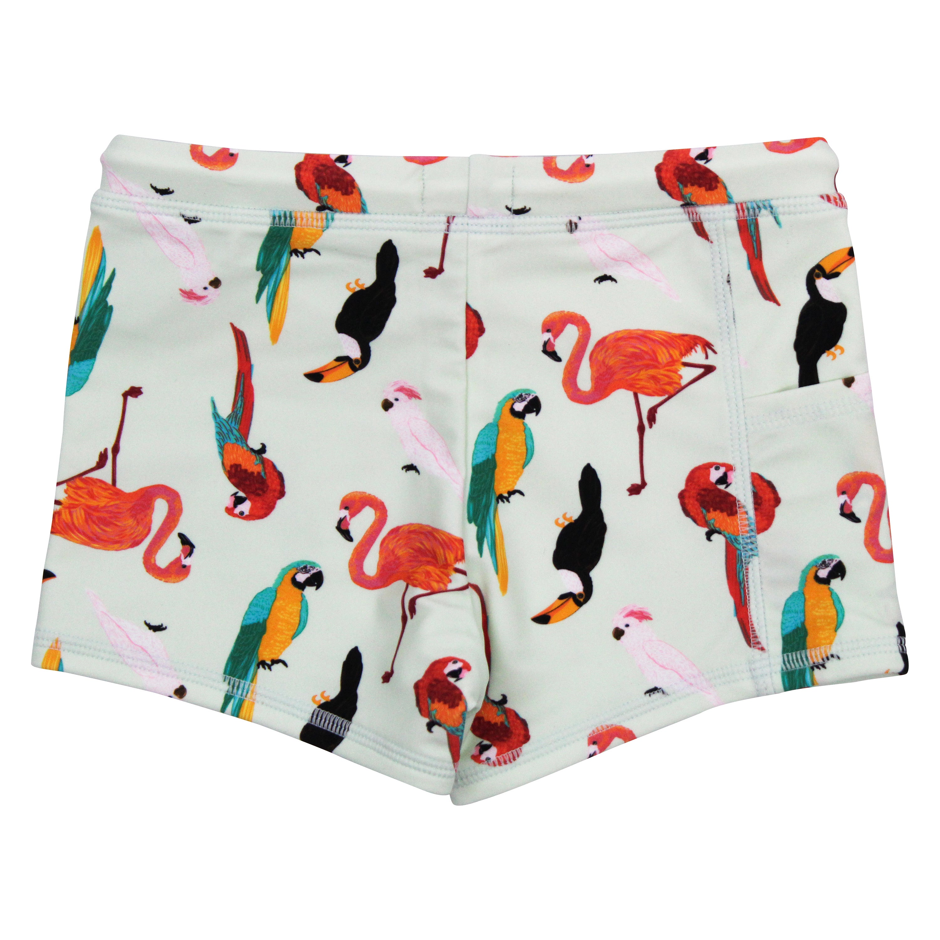 Kids Euro Swim Shorties | "Tropical Birds"-SwimZip UPF 50+ Sun Protective Swimwear & UV Zipper Rash Guards-pos9